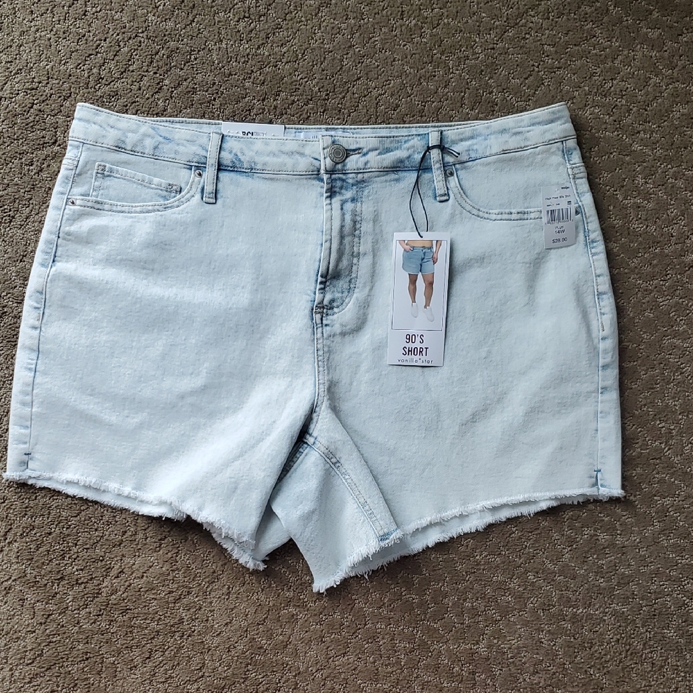 Womens Vanilla Star Light Wash 90's High Rise Jean Denim Shorts Size 14W 18W NWT